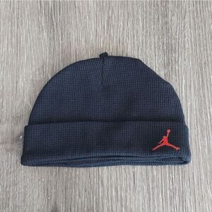 Jordan Jumpman Hat Baby 6 Months Beanie Cap Black Red Cuffed Winter Knit EUC